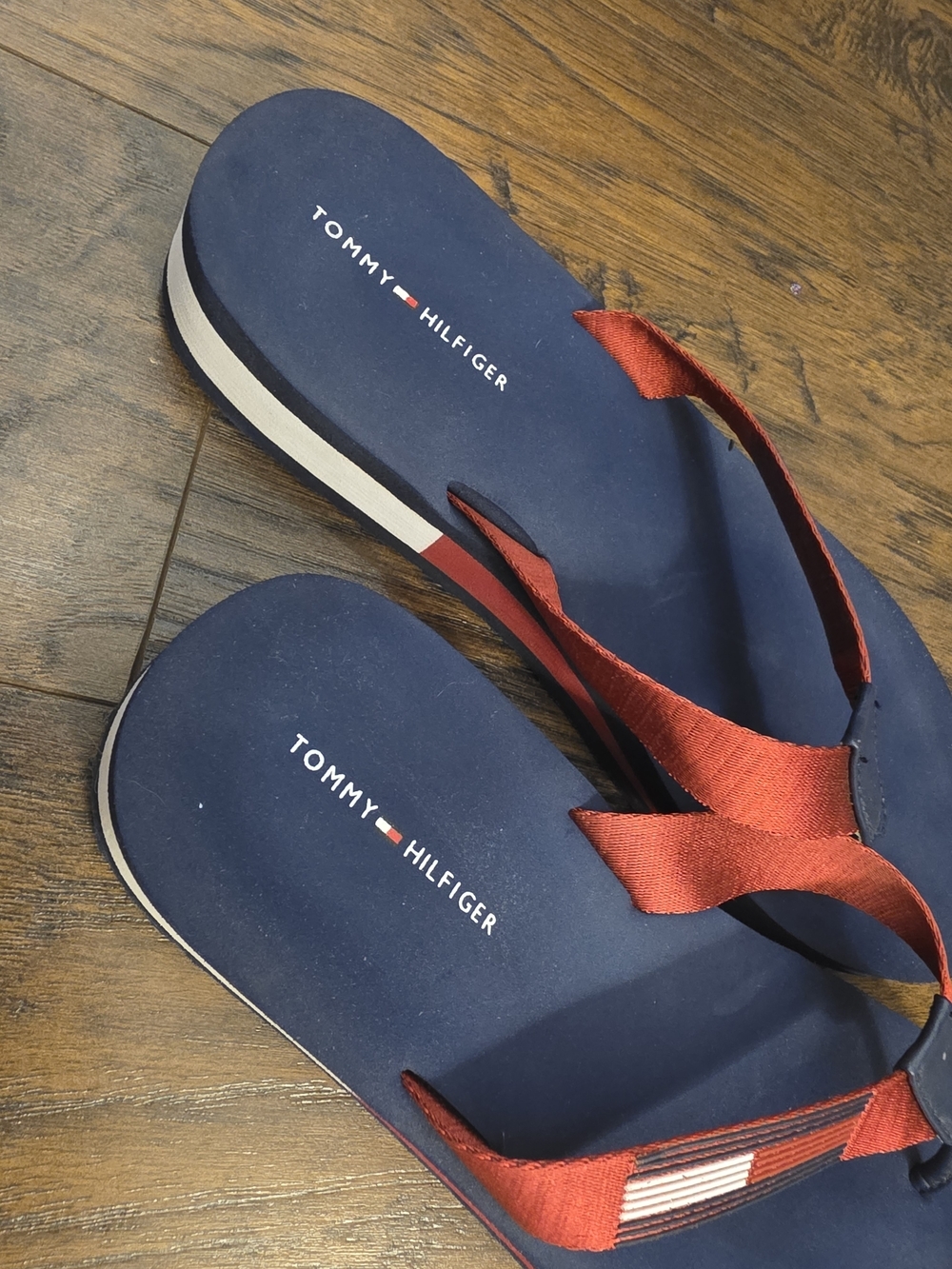 Tommy Hilfiger Navy & Red Platform Flip Flops - Picture 4 of 5